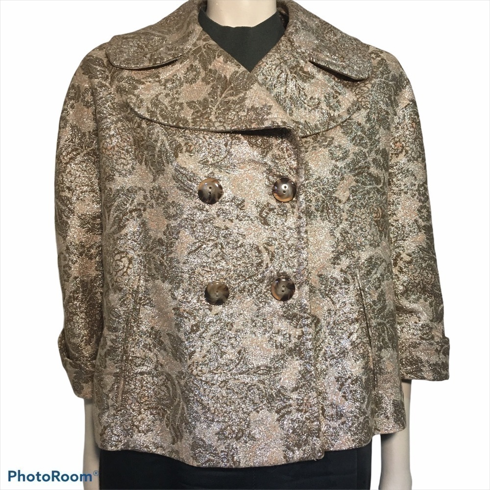 D&G Dolce & Gabbana Gold Leaf Brocade Cropped Jacket Made in Italy